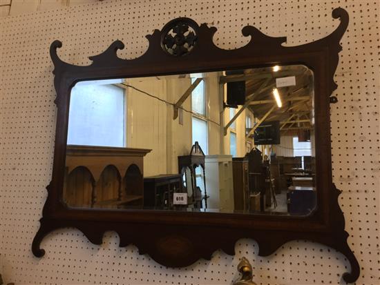 Edwardian inlaid mahogany fretwork mirror(-)